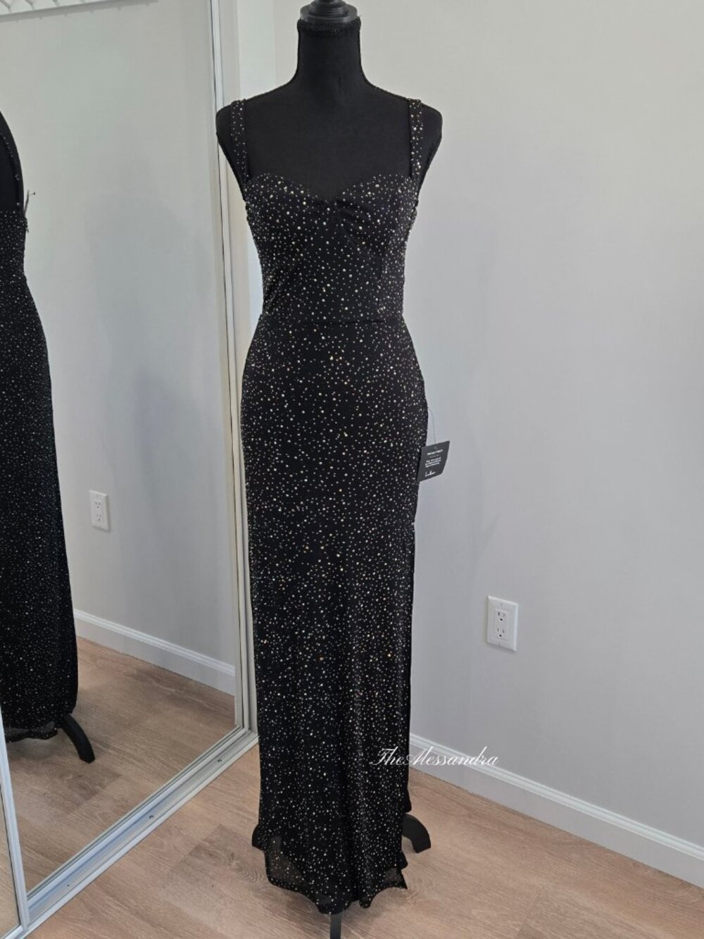 Lulus Black Rhinestone Maxi Dress Small New With Tags - Picture 3 of 17